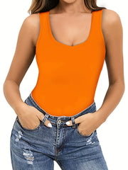 Solid Crew Neck Tank Top Casual Sleeveless Tank Top For Summer Women's Clothing