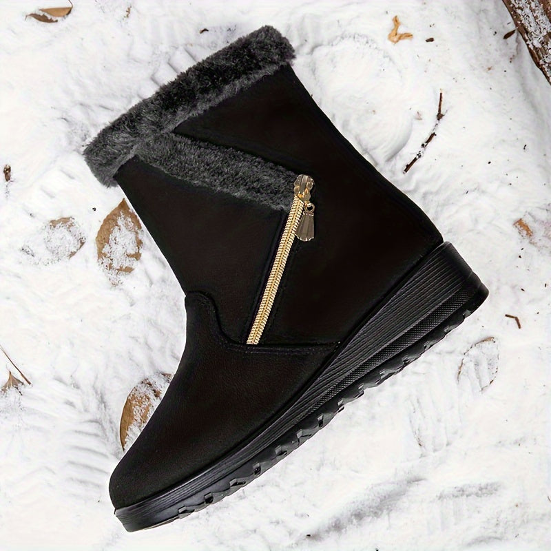 Non Slip Side Zip Snow Boots Thermal Winter Warm Mid Calf Boots