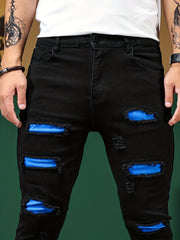 Mens Stretch Ripped Jeans Casual Street Style Denim Pants