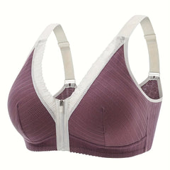 Lace Wireless Zipper Push Up Bra