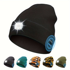 LED Light Hat Wireless Function Beanie Hat Rechargeable Knit Warm Hat