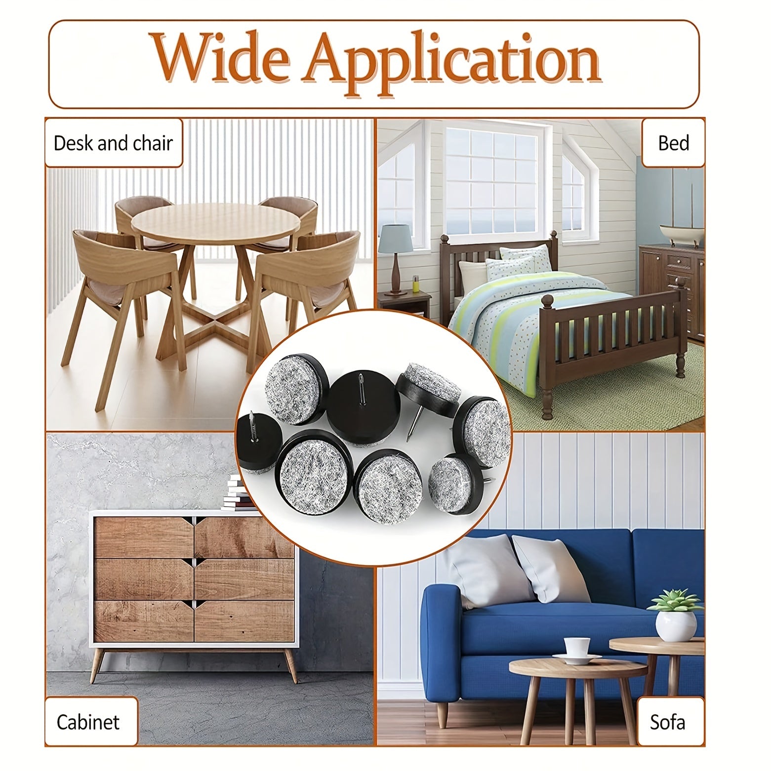 4pcs Furniture Glide Screw On Felt Pad Slider Floor Protector