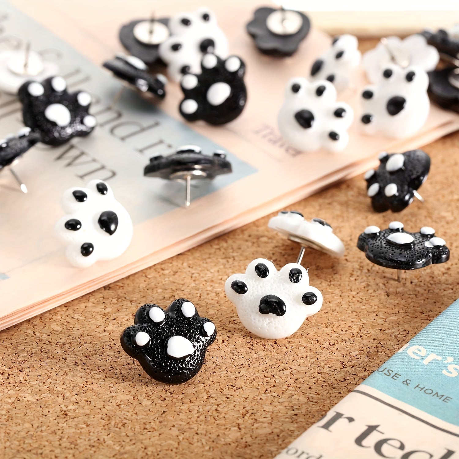 20pcs Animal Paw Push Pins for Cork Board, School Supplies & Office Decoration