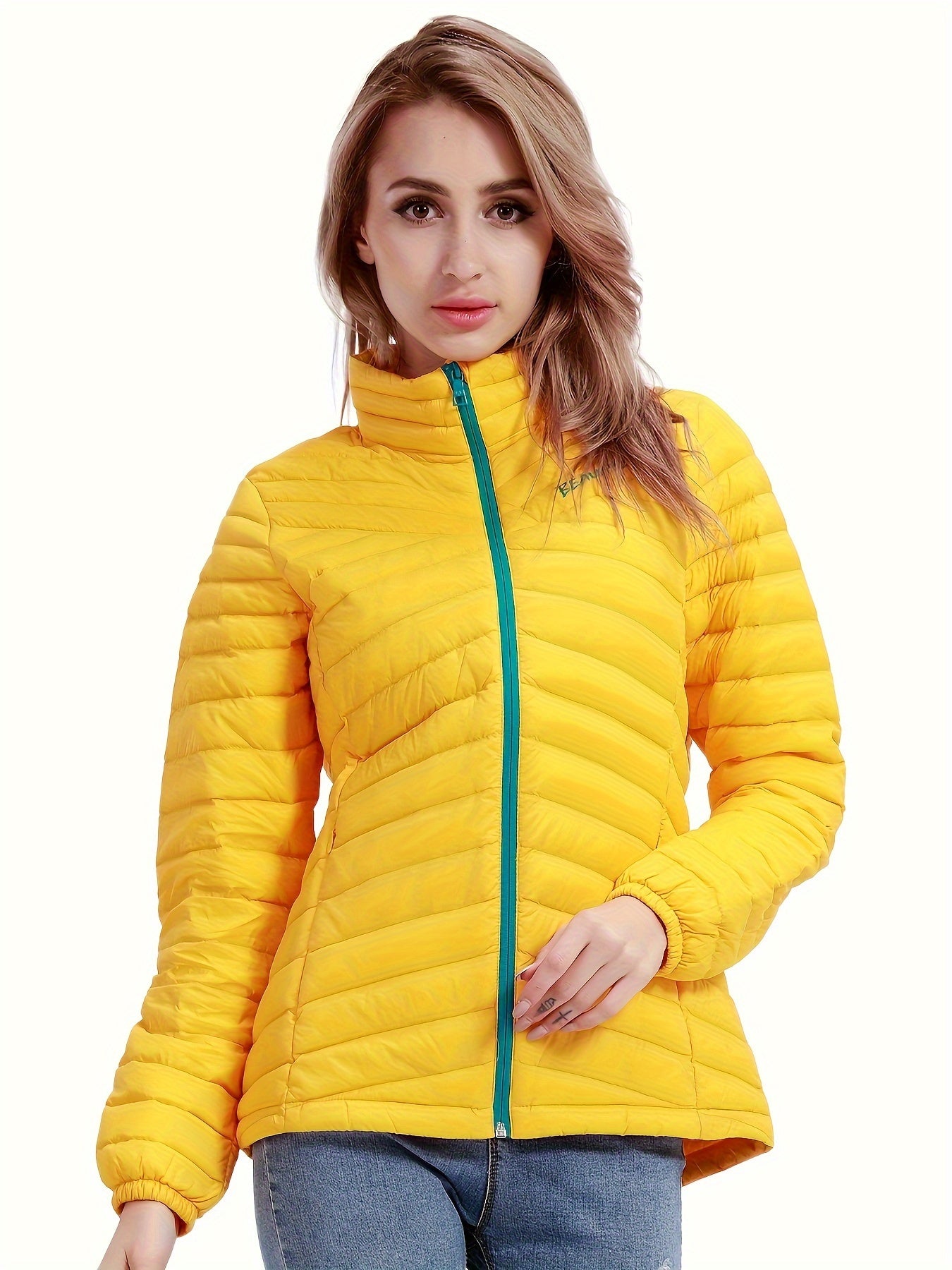 Women's Winter Puff Jacket Letter Embroidered Thermal Puff Coat