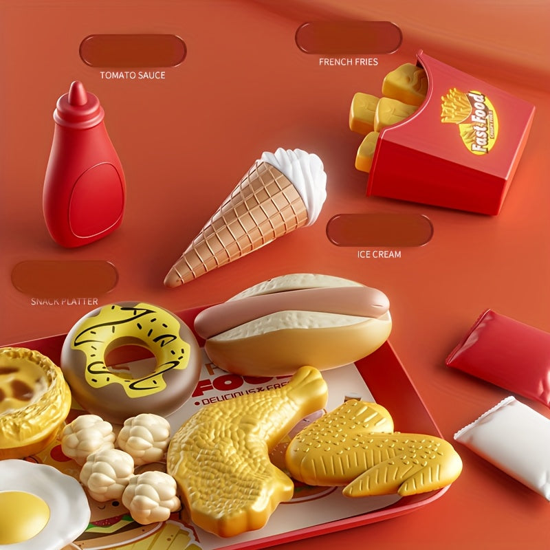 42pcs Simulation Food Set Burger French Fries Pizza Fried Chicken Toys