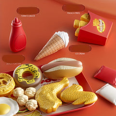 42pcs Simulation Food Set Burger French Fries Pizza Fried Chicken Toys