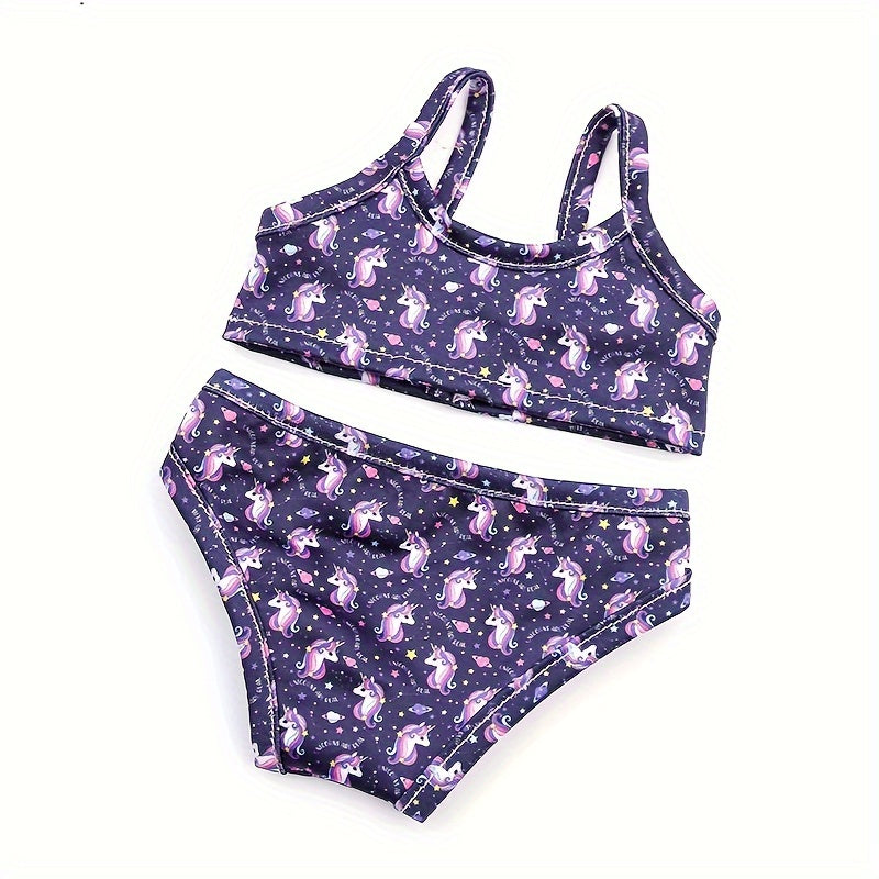 Unicorn Swimsuit for 18" Dolls Pink Purple Soft Fabric