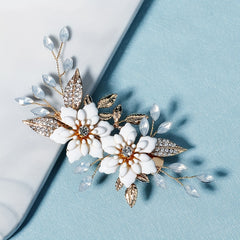 Rhinestone Crystal Pearl Bridal Hair Clip Flower Duck Billed Clip