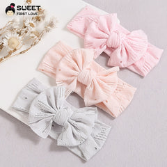Girls Dressy Bow Headband Set 3pcs Soft Elastic Hair Accessories