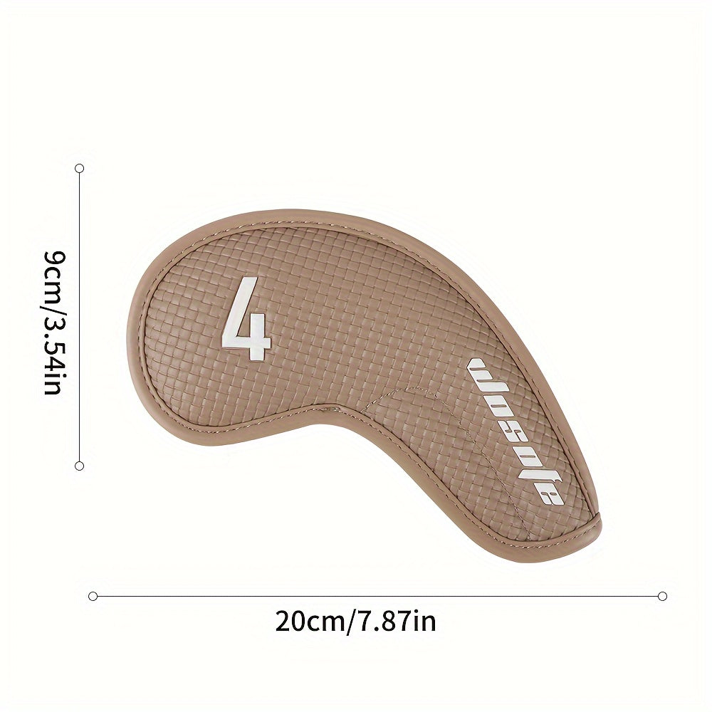 9pcs Golf Club Protection Cap Set PU Material Classic With Velvet Lining