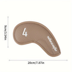 9pcs Golf Club Protection Cap Set PU Material Classic With Velvet Lining