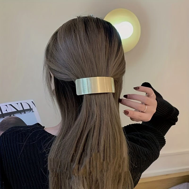 Women's Wide Brim Rectangular Metal Hair Clip