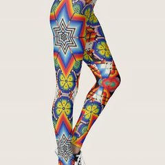 Geometric Pattern Yoga Leggings Sports Gym Tight Pants