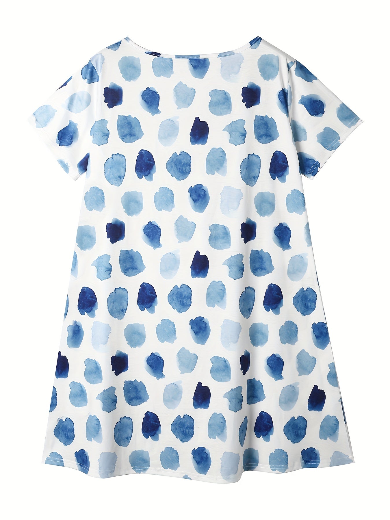 Random Print Short Sleeve V Neck Stretch Dress