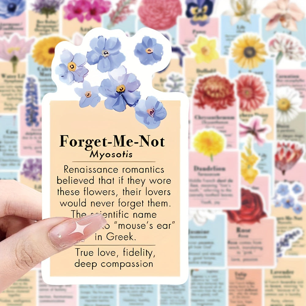50pcs Flower Language Graffiti Stickers Laptop Helmet Water Cup DIY Sticker Pack