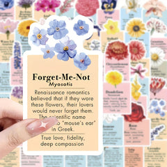 50pcs Flower Language Graffiti Stickers Laptop Helmet Water Cup DIY Sticker Pack