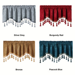 European Style Chenille Window Valance with Tassels - Soft and Stylish Wave