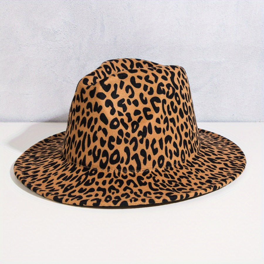 Fashionable Charm Bell Shaped Big Brim Jazz Hat Male Leopard Ring Decoration