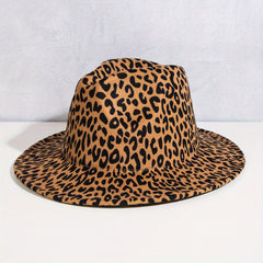 Fashionable Charm Bell Shaped Big Brim Jazz Hat Male Leopard Ring Decoration