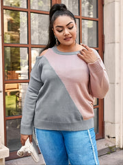 Colorblock Cut Out Pullover Sweater