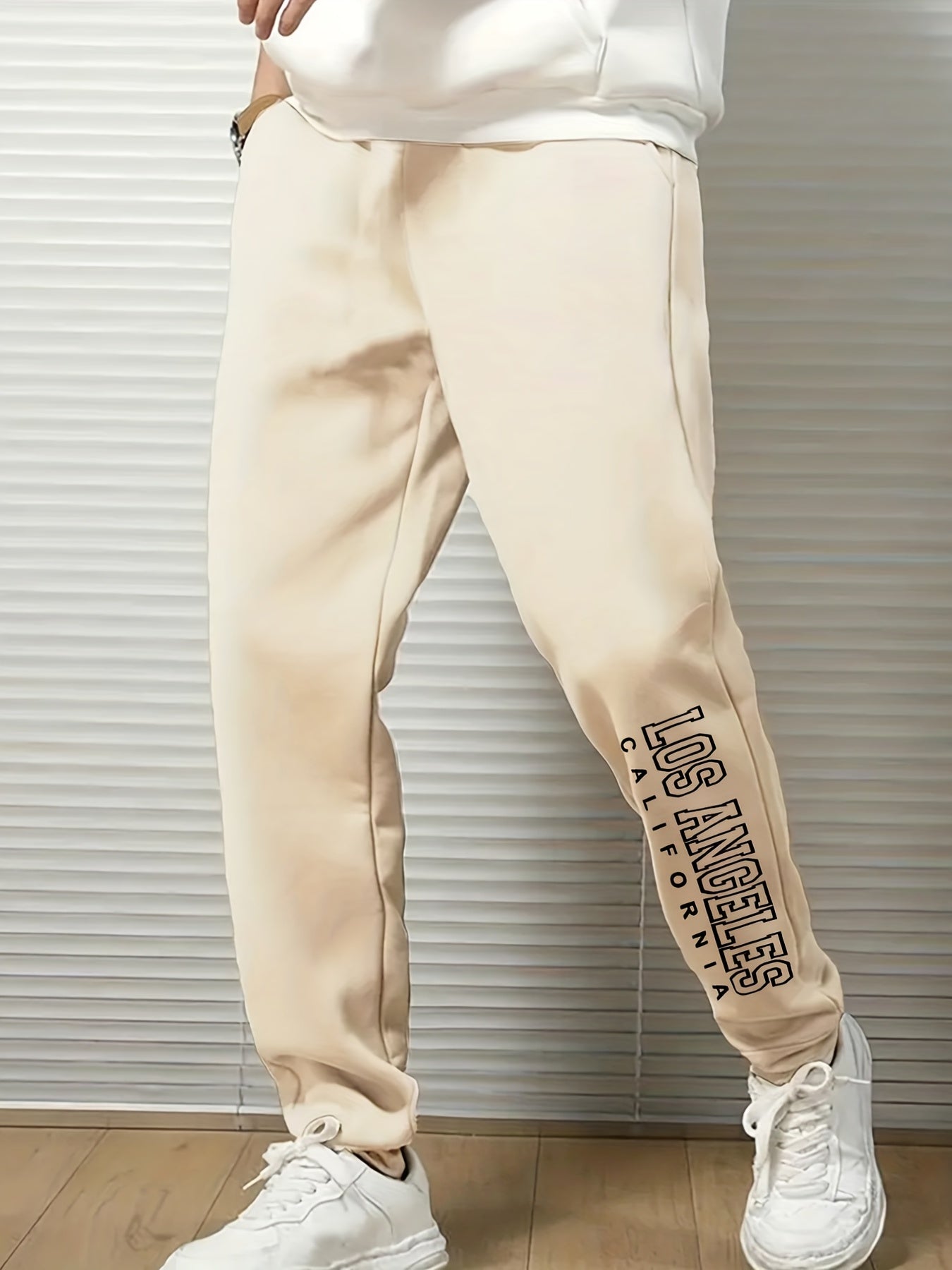 LA Print Men's Drawstring Sweatpants for Spring Autumn