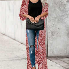 Tribal Print Boho Cover Up Maxi Kimono