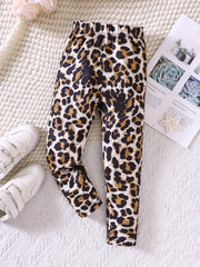 Girls Stylish Stretch Leggings with Cow Leopard Houndstooth Print