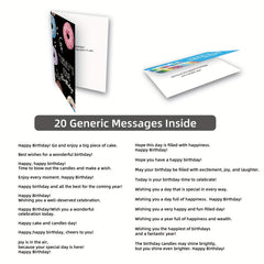 20 Happy Birthday Cards w/ Envelopes, Creative Blessings, 5x7 Inches