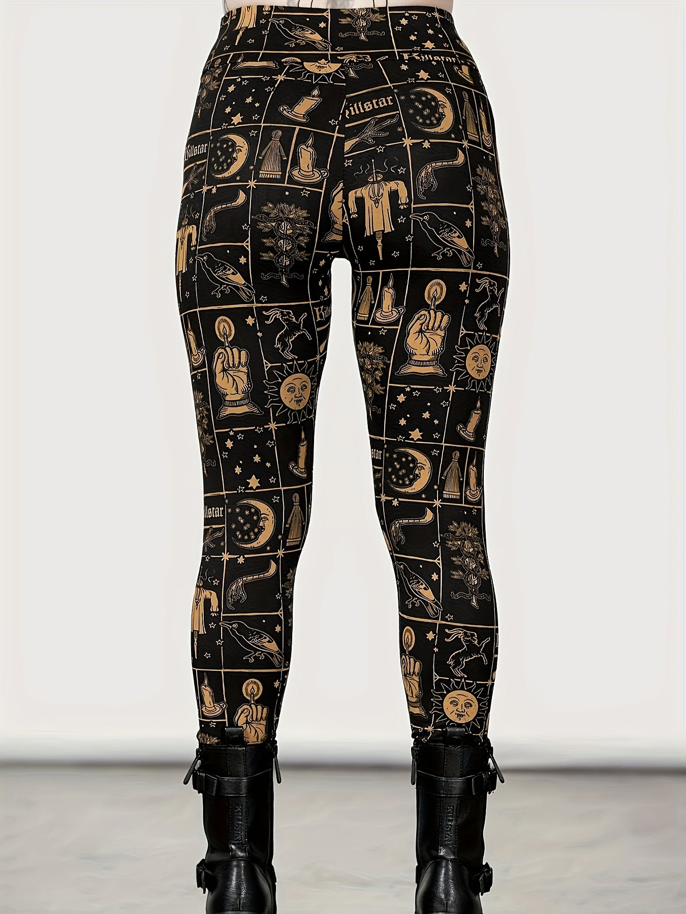 Women's Moon & Sun Print Fitness Leggings