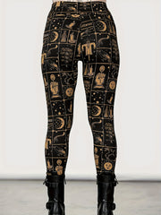 Women's Moon & Sun Print Fitness Leggings
