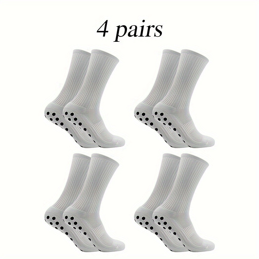 4 Pairs Non Slip Soccer Socks Breathable Crew Socks
