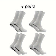 4 Pairs Non Slip Soccer Socks Breathable Crew Socks
