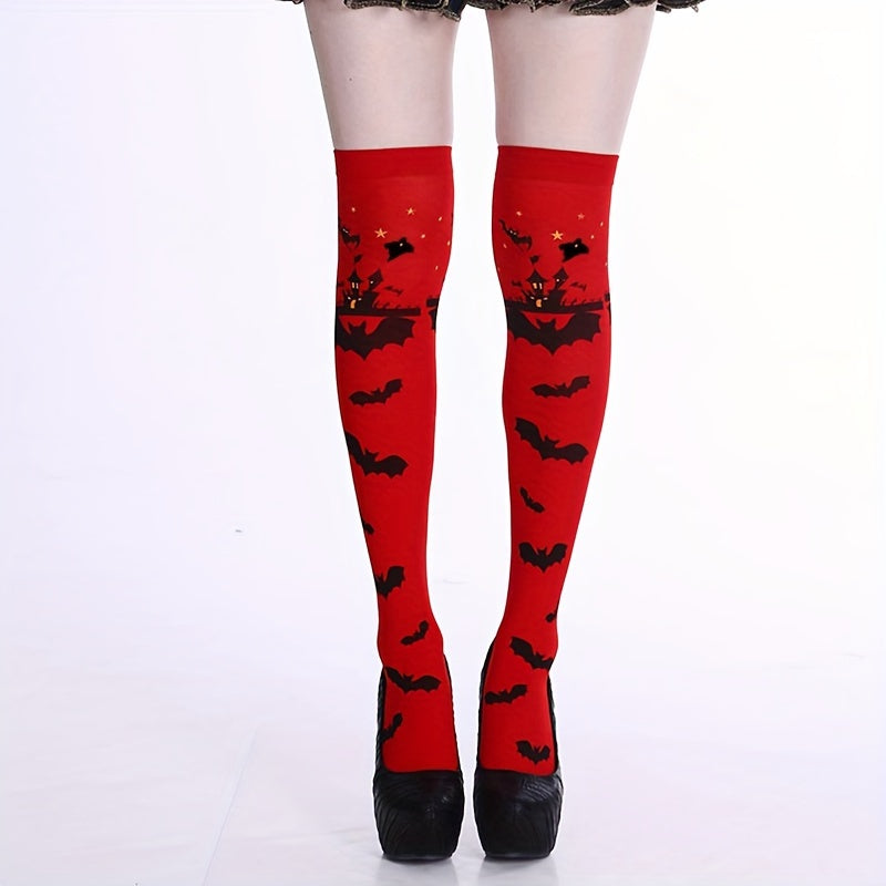 5 Pairs Halloween Bat Thigh High Socks Over The Knee Stockings