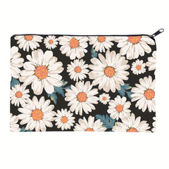 Daisy Print Square Makeup Bag Portable Toiletries Cosmetic Case Organiser