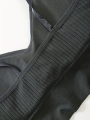 Ribbed Wireless Sports Bra Breathable Yoga Spaghetti Strap Bra