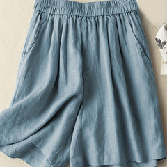 Solid Elastic Waist Shorts Casual Summer Versatile Shorts Women's Clothing