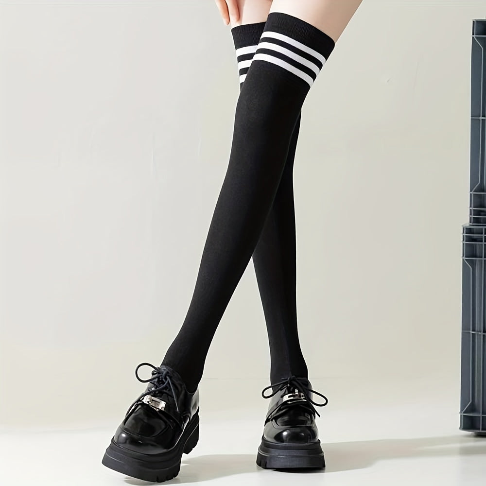 Striped Thigh High Socks Over The Knee All-match Stockings