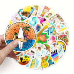 50pcs Hawaii Pattern Waterproof Stickers for Water Bottles Laptop Luggage