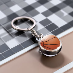 1pc Glass Sports Keychain Pendant for Car Keys Backpacks Wallets