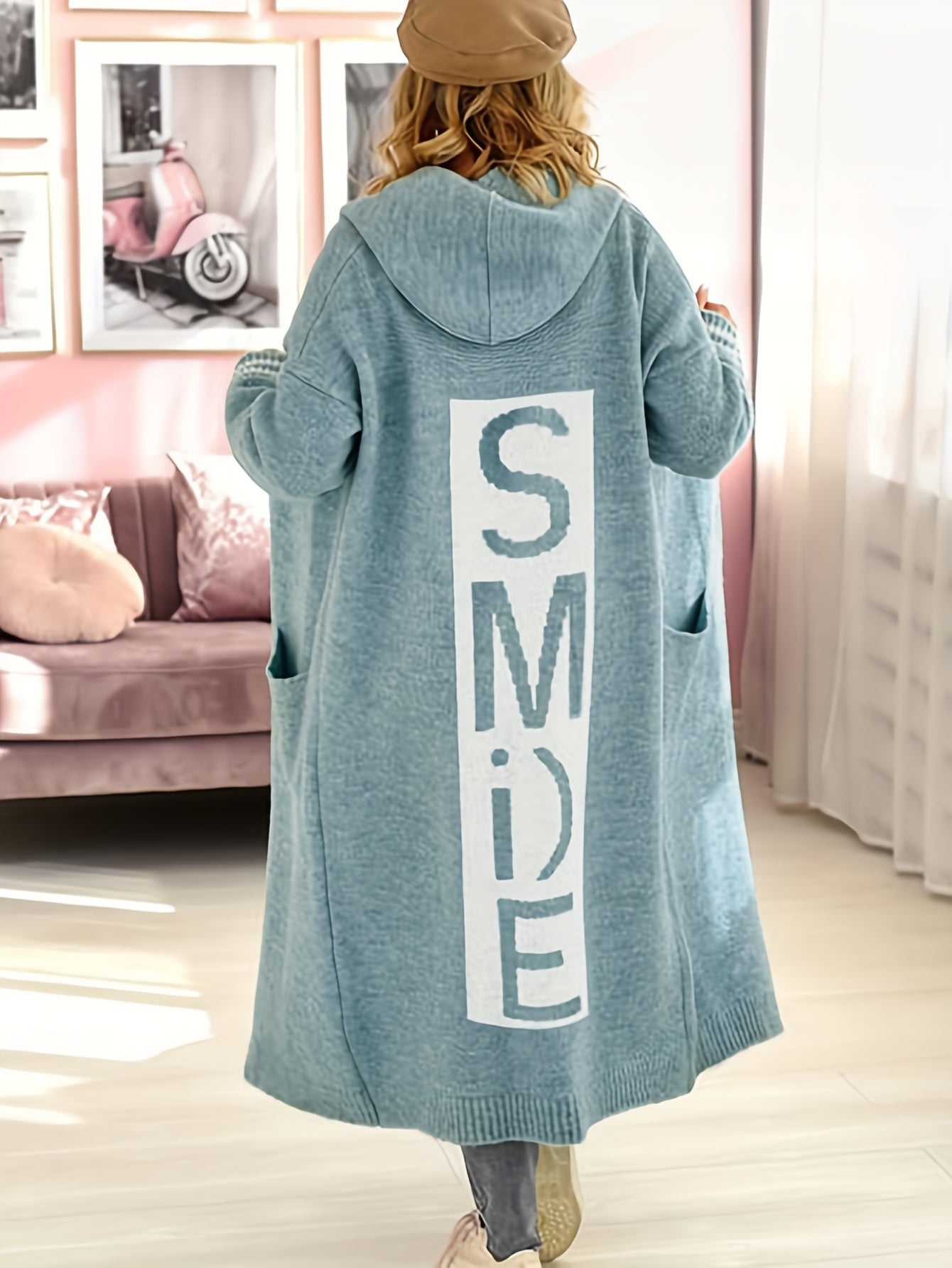 Women's Plus Size Letter Print Cardigan