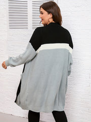 Colorblock Longline Cardigan with Pockets