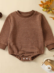 Baby Boys Waffle Long Sleeve Romper