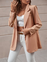 Lapel Neck Overcoat Blazer for Work - Women's Clothing