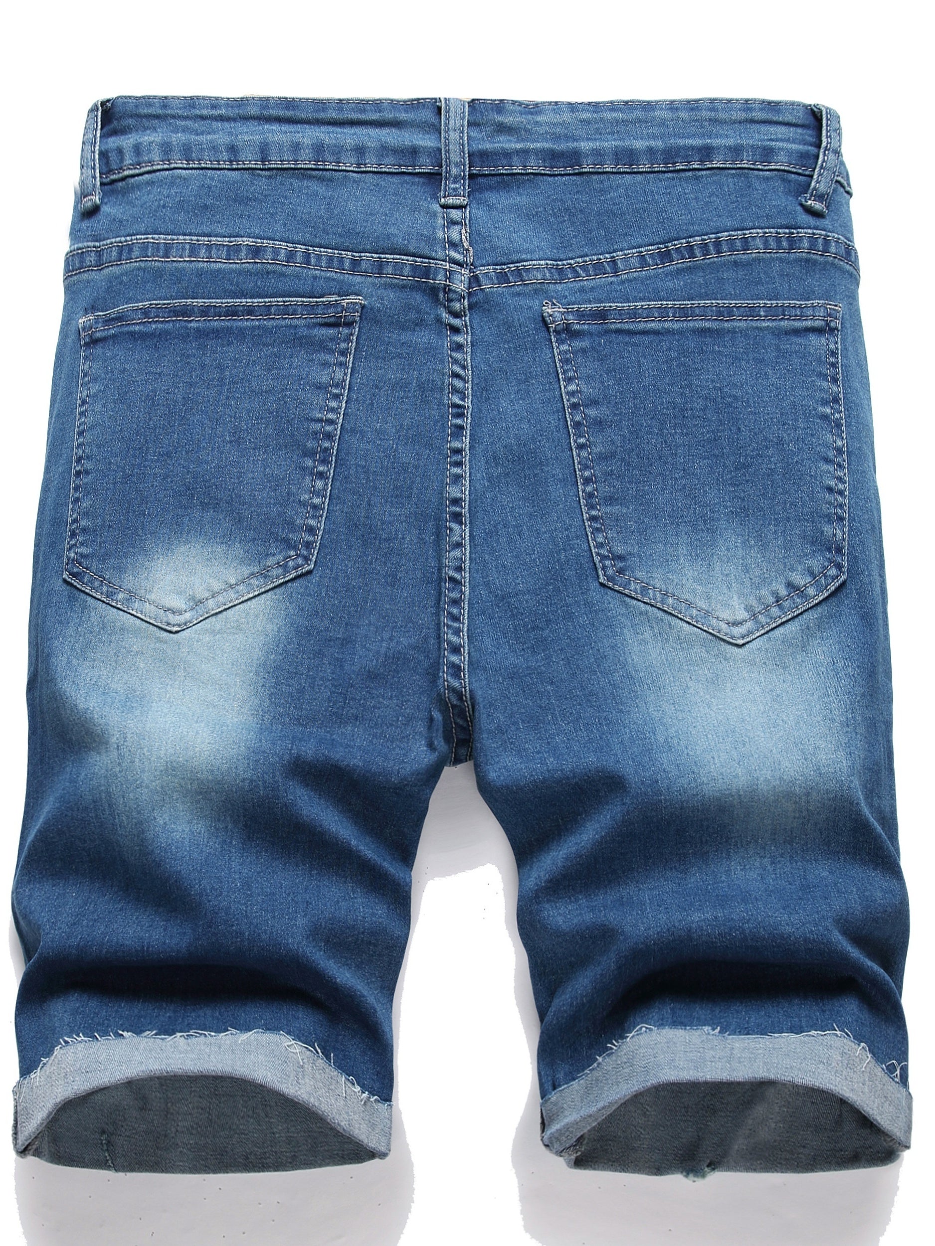 Men's Ripped Denim Shorts With Pockets