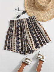 Graphic Print Smocked Waist Shorts for Women