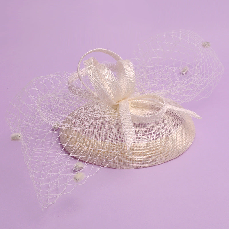 Retro Feather Veil Mesh Flower Hat for Women
