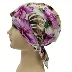 Flower Print Triangle Turban Cap Cotton Bandana Women Head Wrap
