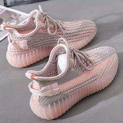Women's Breathable Lace Up Sneakers Low Casual Sporty Platform Shoes