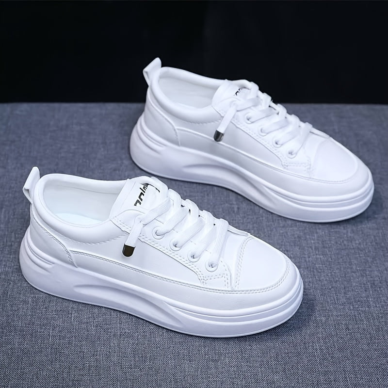 Women's Lace Up Platform Sneakers Anti-slip Low Top Casual Sports Shoes