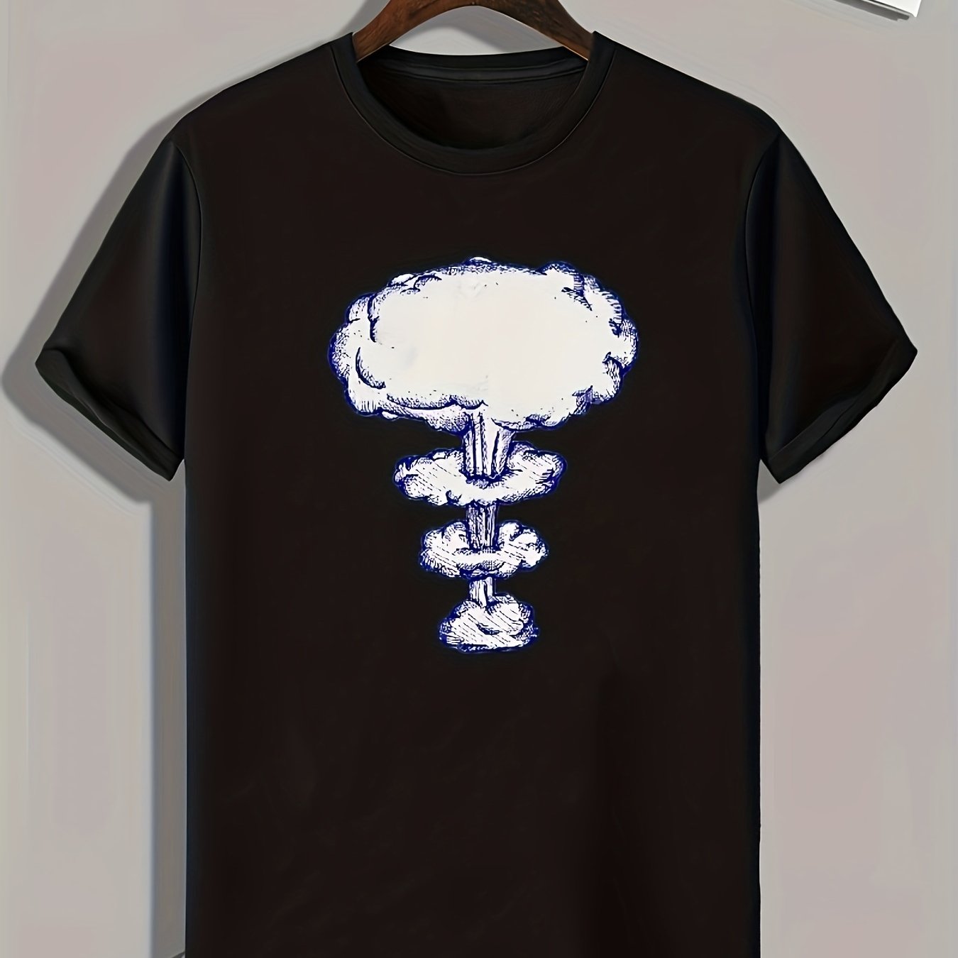 Mushroom Cloud Print Men's Graphic T shirt for Summer